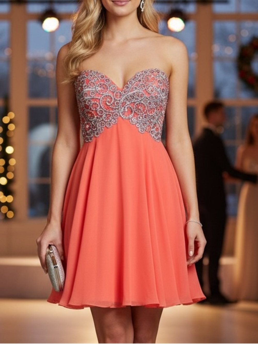 Rianna Couture Beaded taffeta-underlay Prom Homecoming bridesmaid Dress Size 6